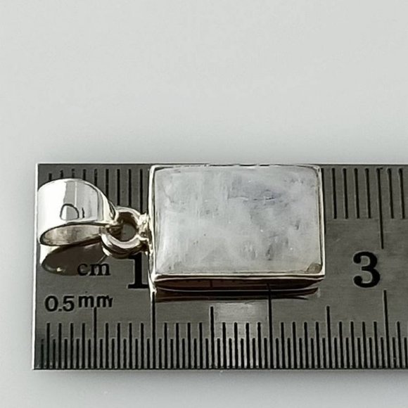 Medium moonstone (white) gemstone rectangle cut Solid Sterling Silver Minimalist - Picture 5 of 7